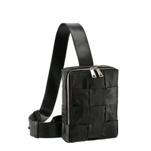 Bottega Veneta Cassette Crossbody Messenger Bag Black Intrecciato Leather NWT